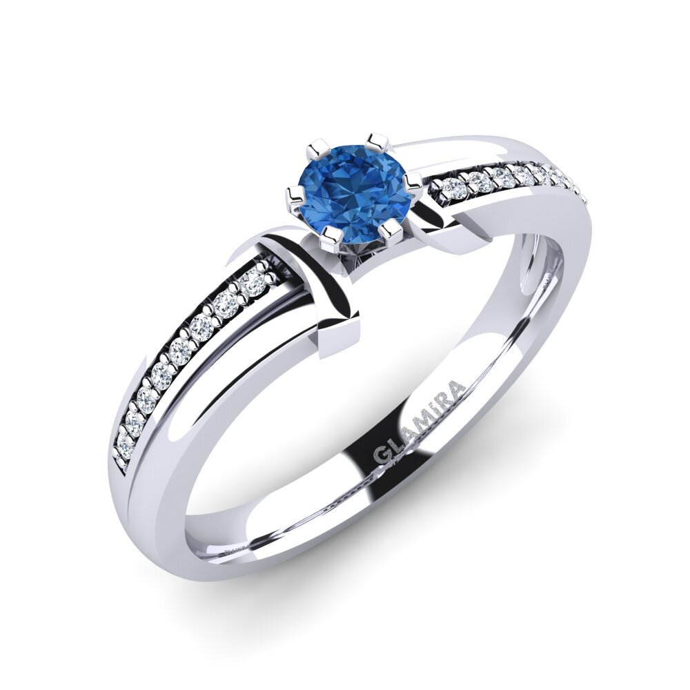 9ct White Gold Dark Blue Zirconia Engagement Ring Mirabella