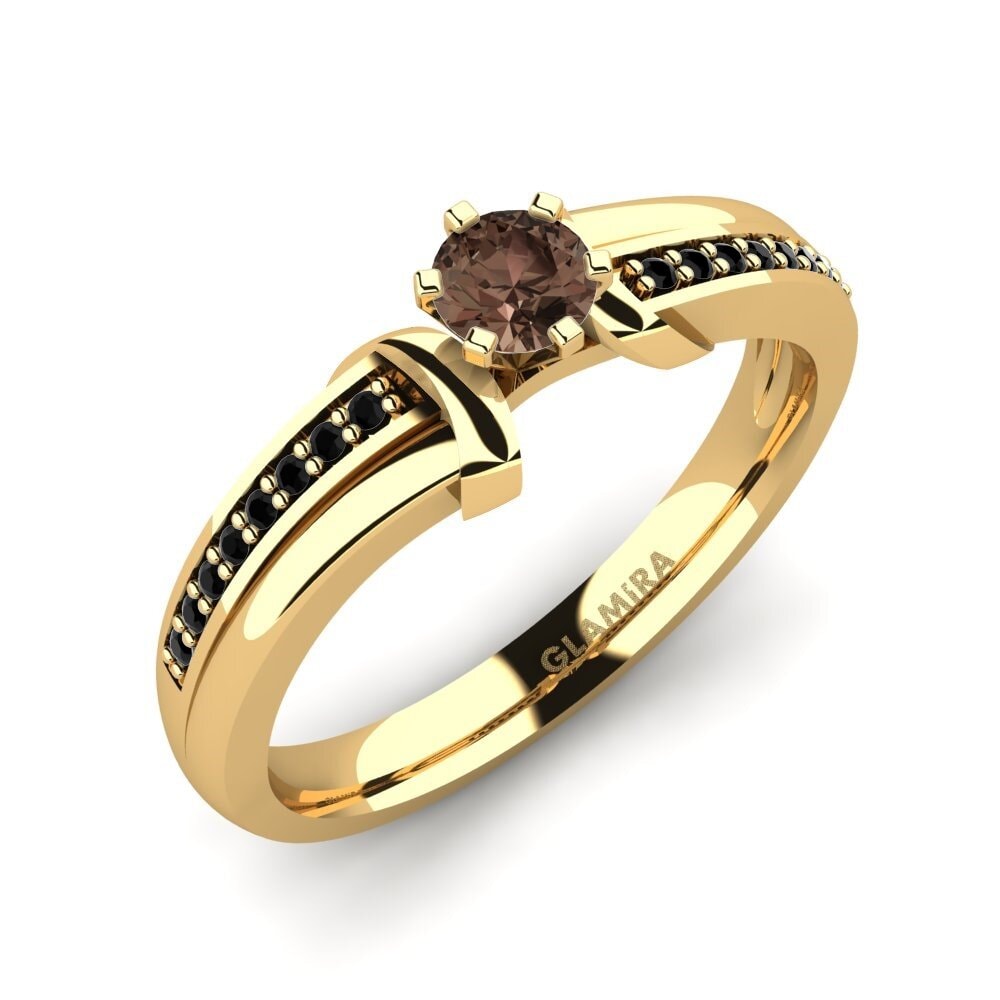 18k Oro Amarillo Cuarzo humo Anillo de compromiso Mirabella