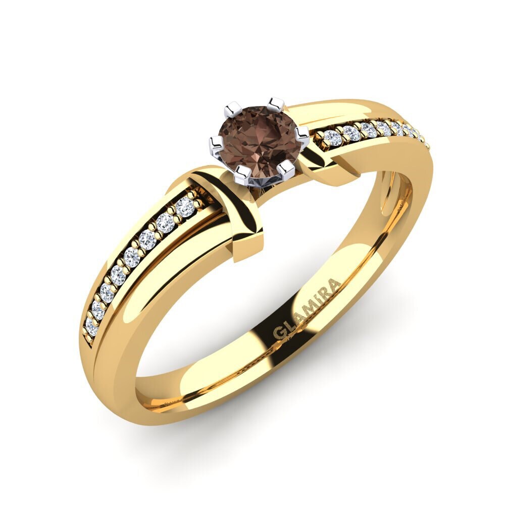 14ct Yellow & White Gold Smoky Quartz Engagement Ring Mirabella