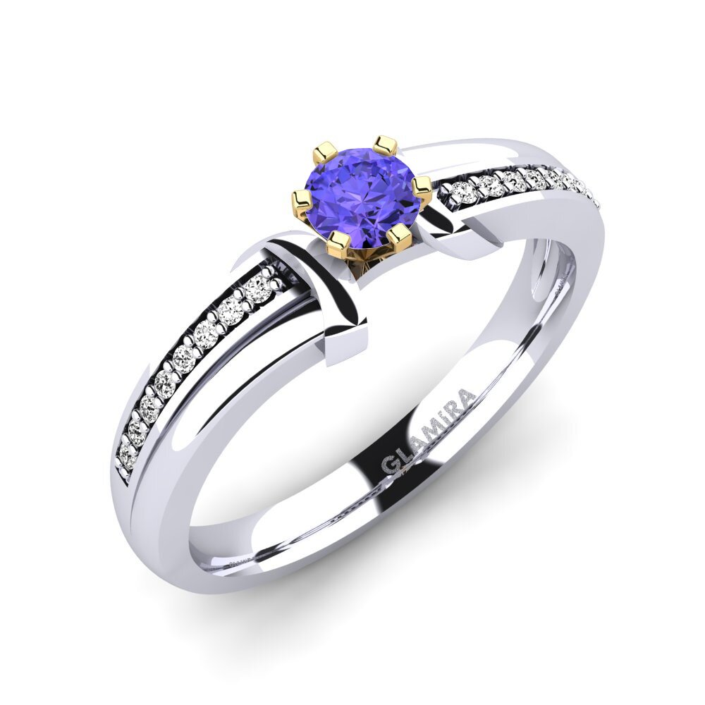 14ct White / Yellow Gold Tanzanite Engagement Ring Mirabella