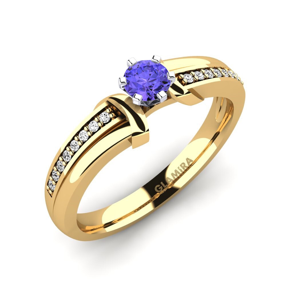 14ct Yellow / White Gold Tanzanite Engagement Ring Mirabella