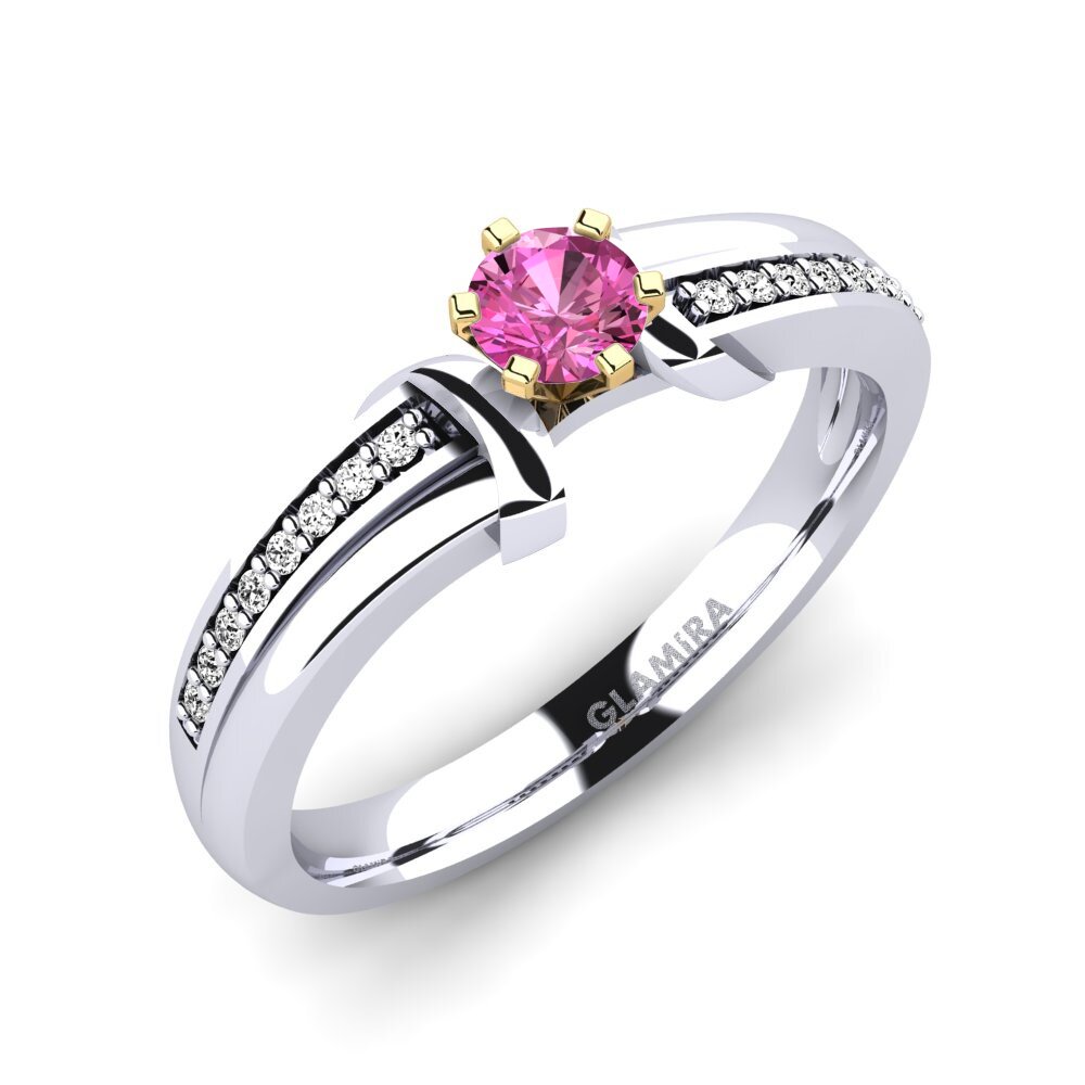 14ct White / Yellow Gold Pink Topaz Engagement Ring Mirabella