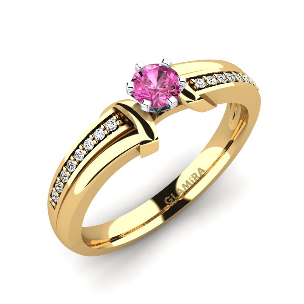 14ct Yellow / White Gold Pink Topaz Engagement Ring Mirabella