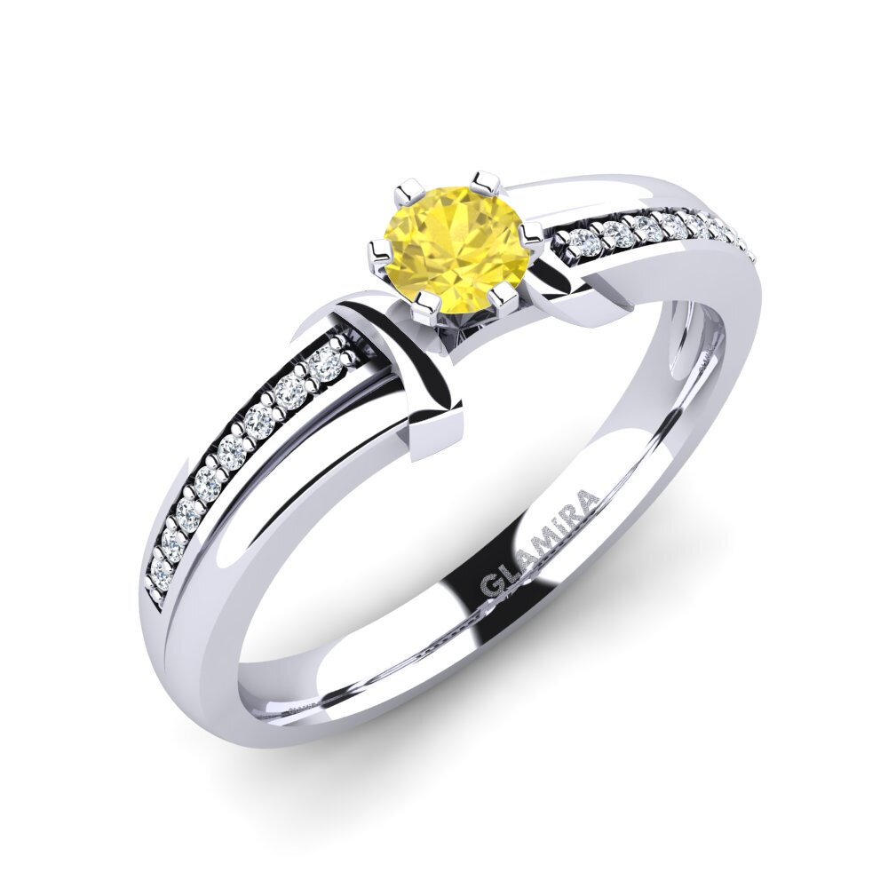 9ct White Gold Yellow Sapphire Engagement Ring Mirabella
