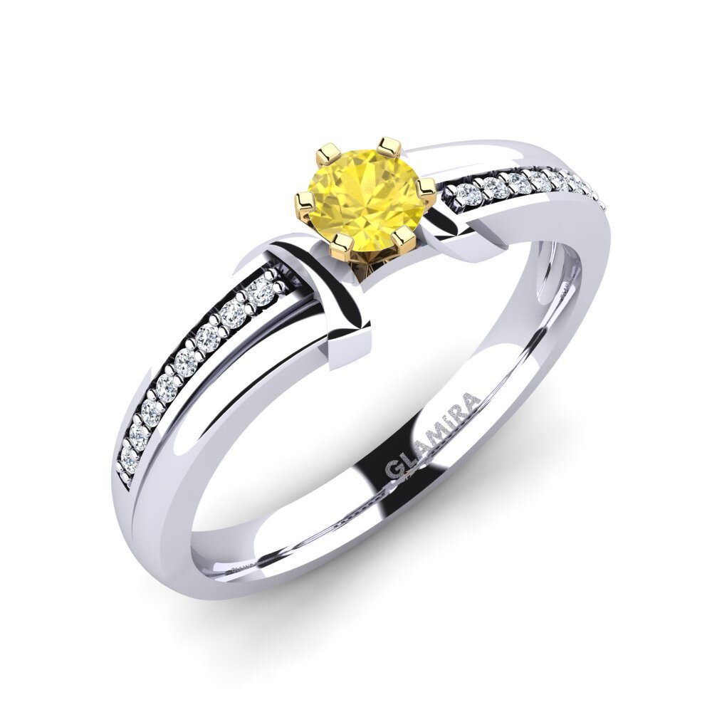 14ct White / Yellow Gold Yellow Sapphire Engagement Ring Mirabella