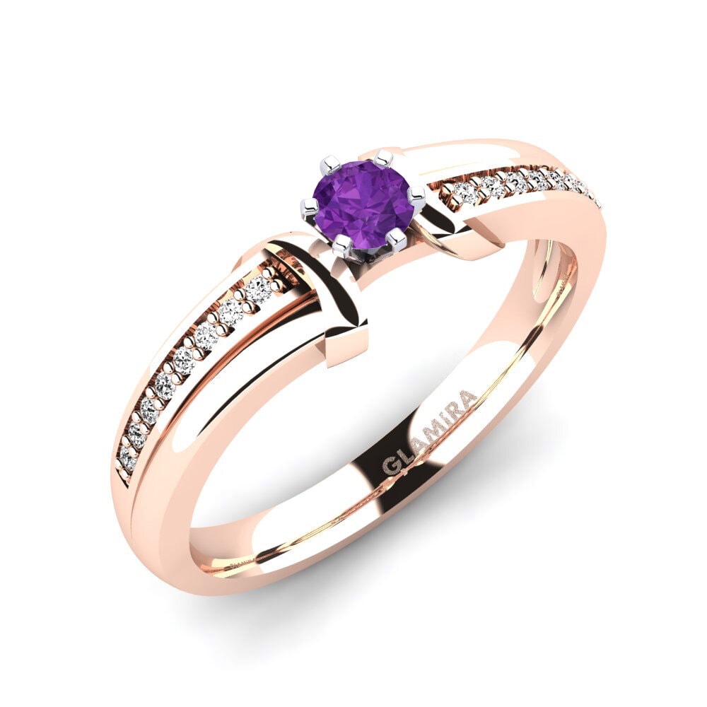14ct Rose / White Gold Amethyst Engagement Ring Mirabella 0.16crt