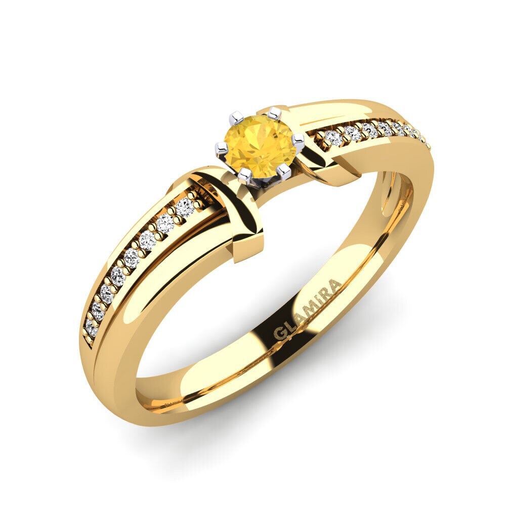 14ct Yellow / White Gold Citrine Engagement Ring Mirabella 0.16crt