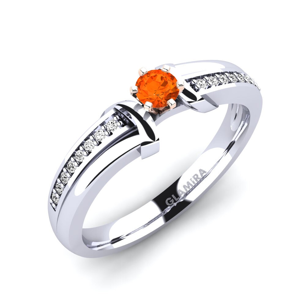 14ct White / Rose Gold Fire-Opal Engagement Ring Mirabella 0.16crt