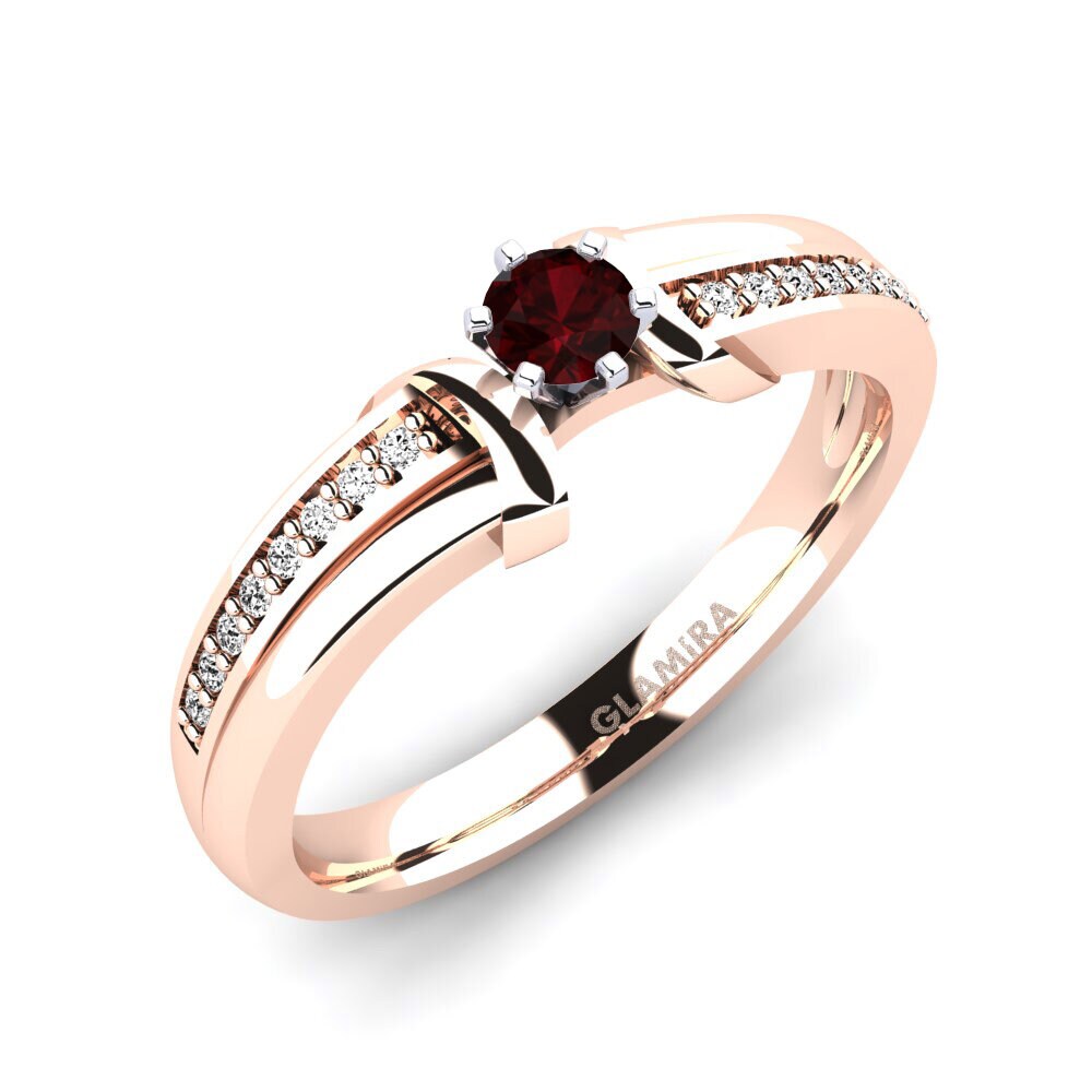 14ct Rose / White Gold Garnet Engagement Ring Mirabella 0.16crt