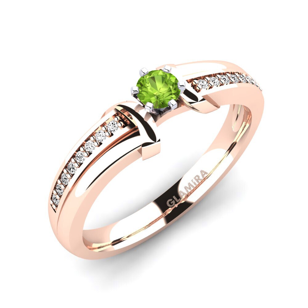 14ct Rose / White Gold Peridot Engagement Ring Mirabella 0.16crt