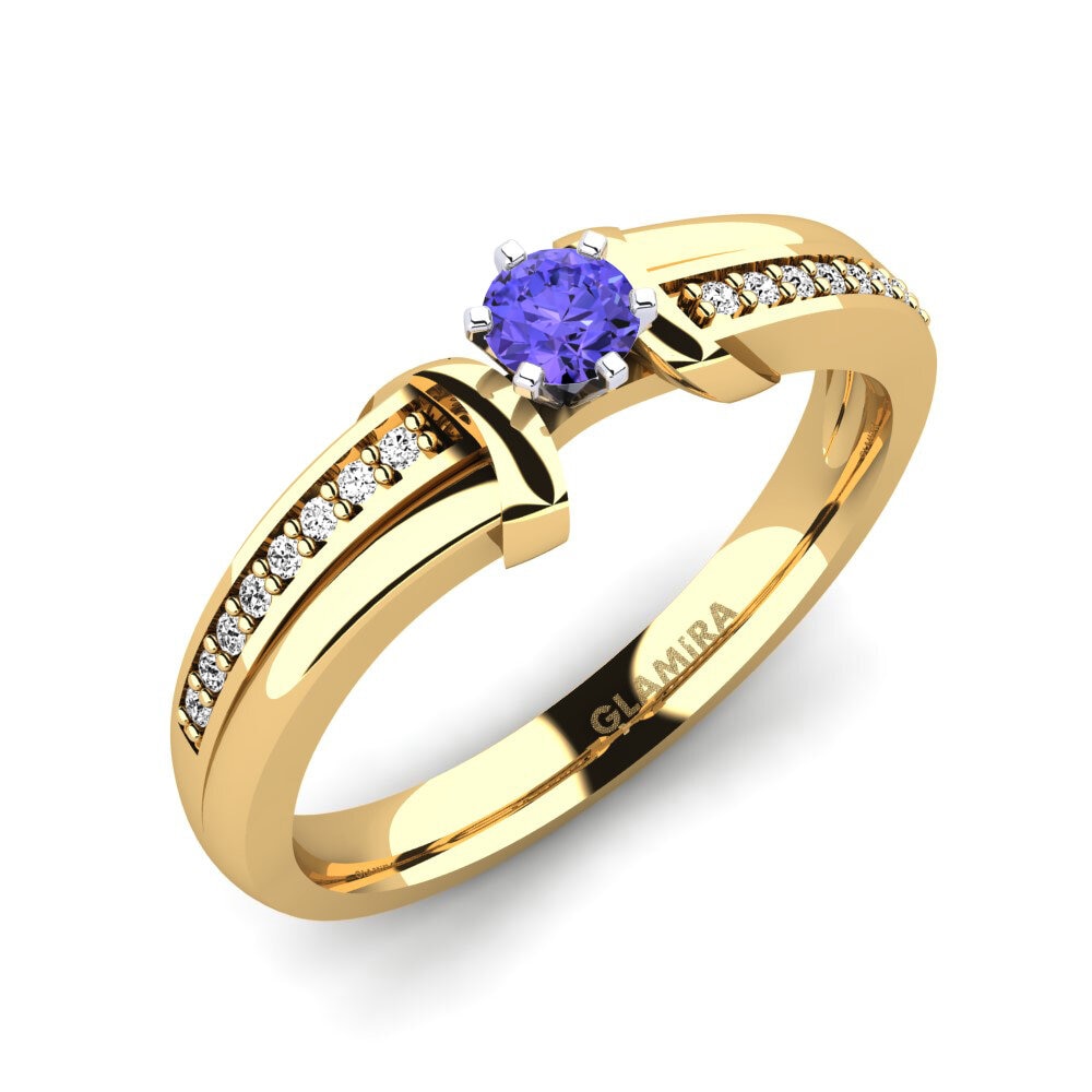 14ct Yellow / White Gold Tanzanite Engagement Ring Mirabella 0.16crt