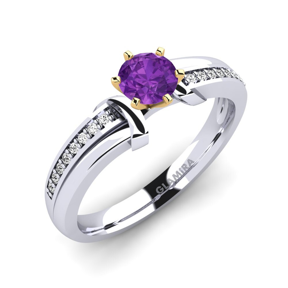 14ct White / Yellow Gold Amethyst Engagement Ring Mirabella 0.5crt