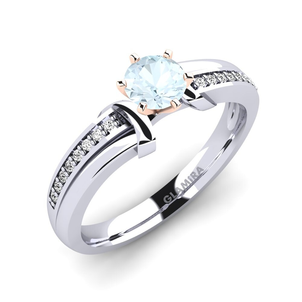 18ct White / Rose Gold Aquamarine Engagement Ring Mirabella 0.5crt