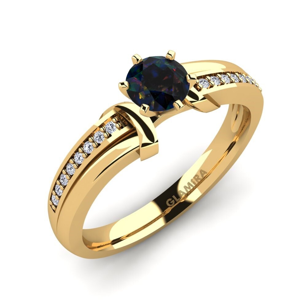 Black Opal Engagement Ring Mirabella 0.5crt