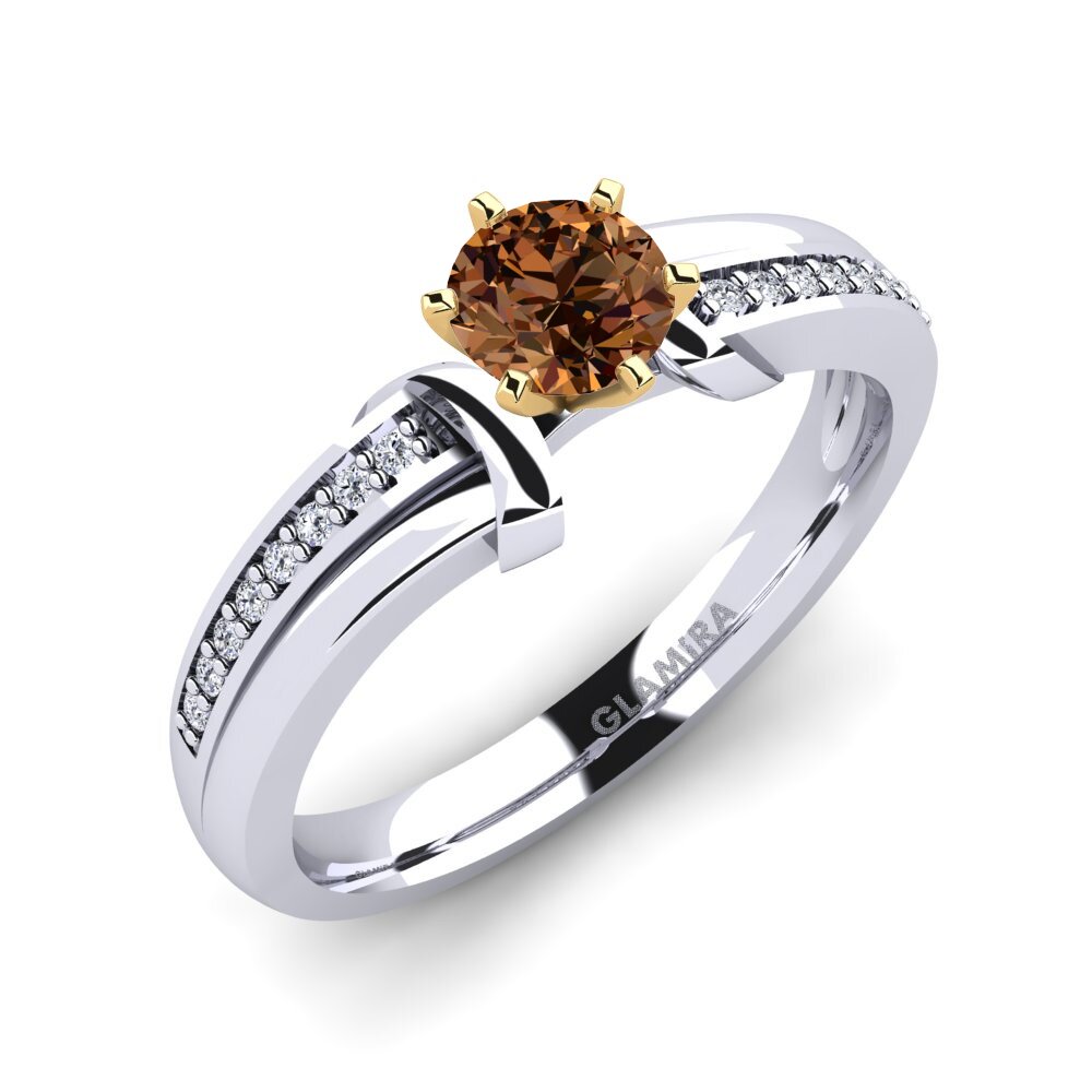 14ct White / Yellow Gold Brown Diamond Engagement Ring Mirabella 0.5crt