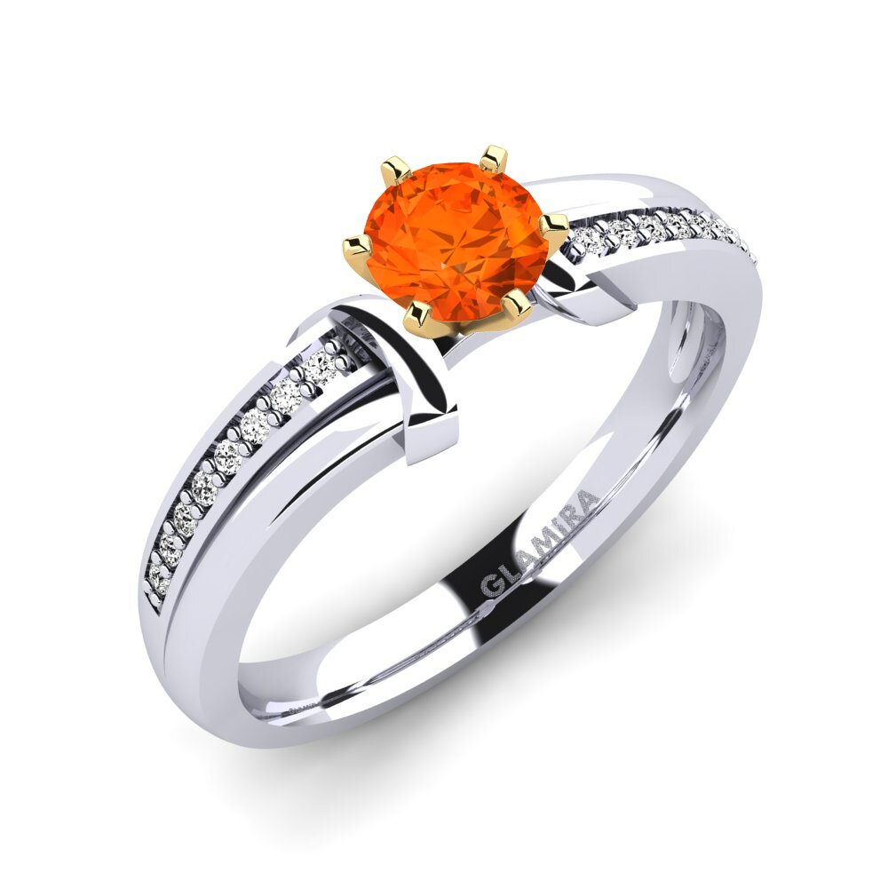 14ct White / Yellow Gold Fire-Opal Engagement Ring Mirabella 0.5crt