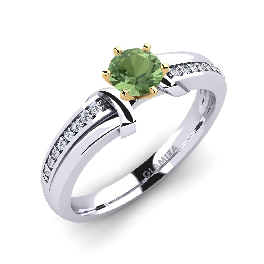 14ct White / Yellow Gold Green Sapphire Engagement Ring Mirabella 0.5crt