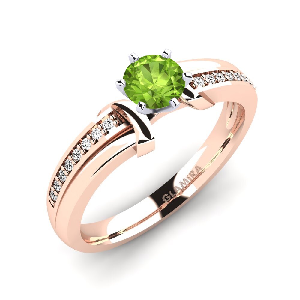 14ct Rose / White Gold Peridot Engagement Ring Mirabella 0.5crt