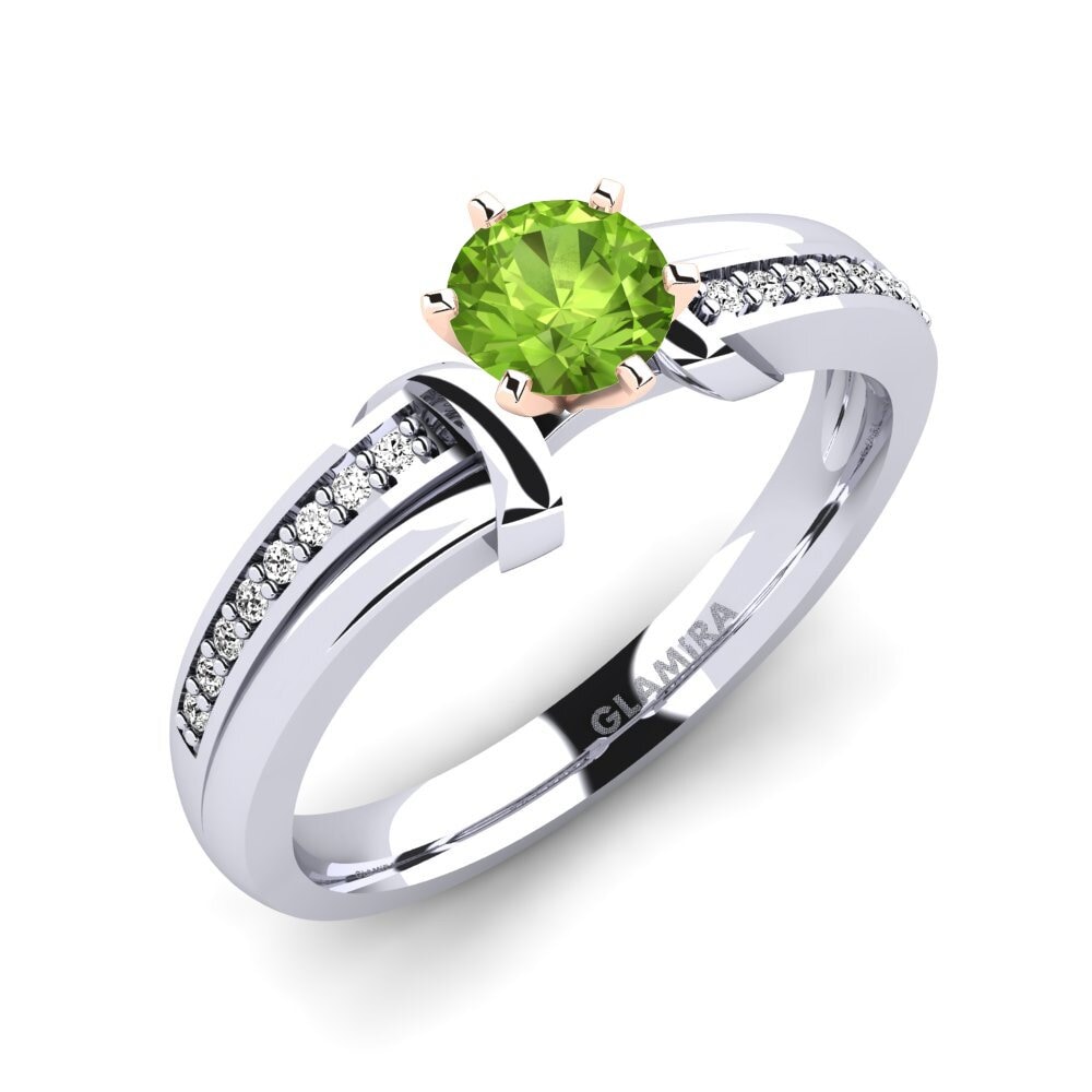 14ct White / Rose Gold Peridot Engagement Ring Mirabella 0.5crt