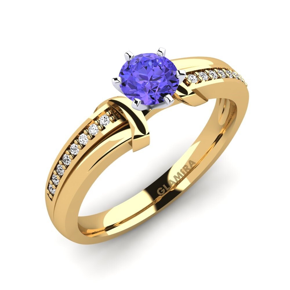 14ct Yellow / White Gold Tanzanite Engagement Ring Mirabella 0.5crt