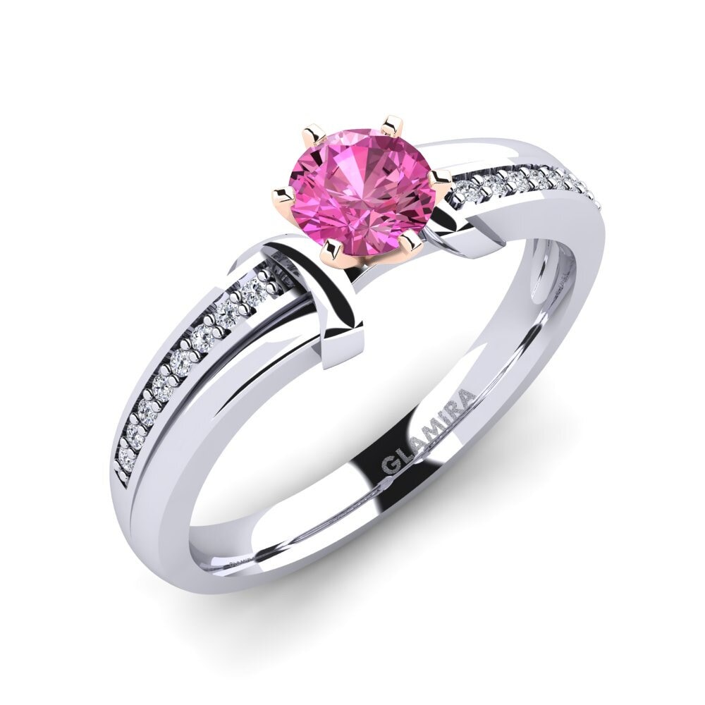 18ct White & Rose Gold Pink Topaz Engagement Ring Mirabella 0.5 crt