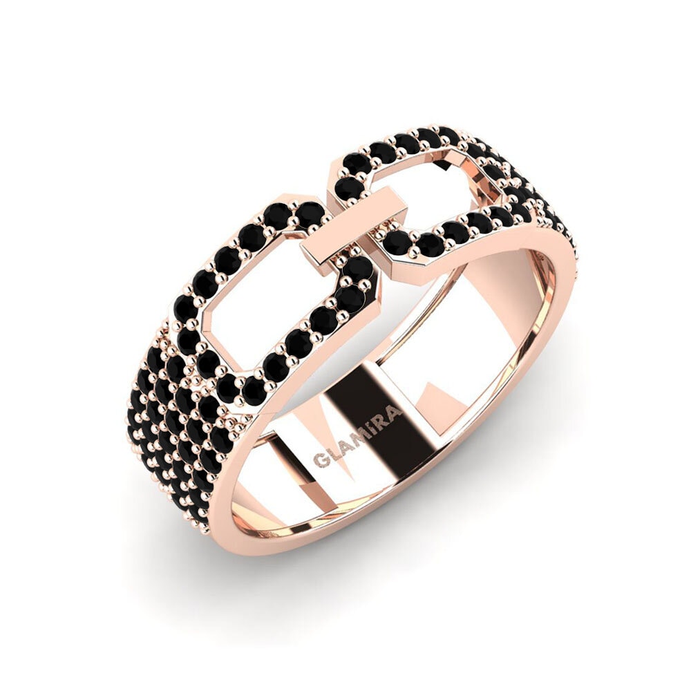 14k Oro Rosa Ónix Negro Anillo Miraklo
