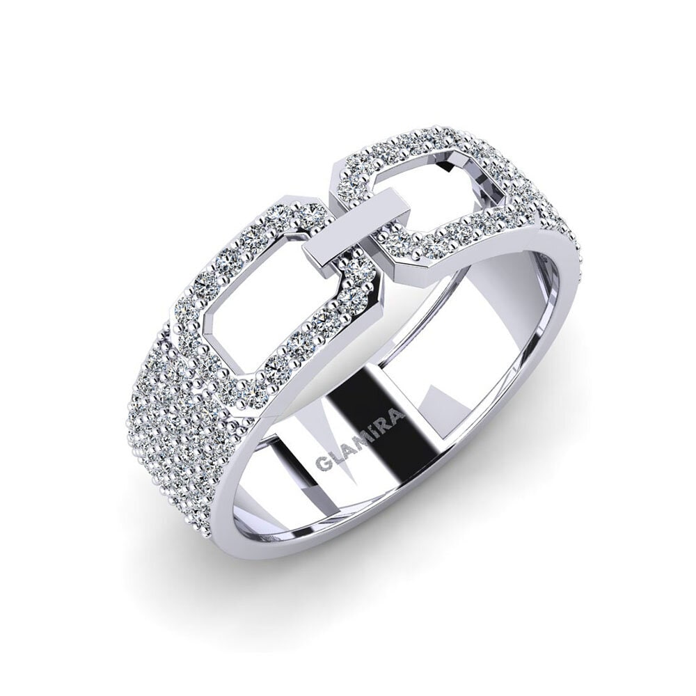 14k Oro Blanco Circonita Anillo Miraklo