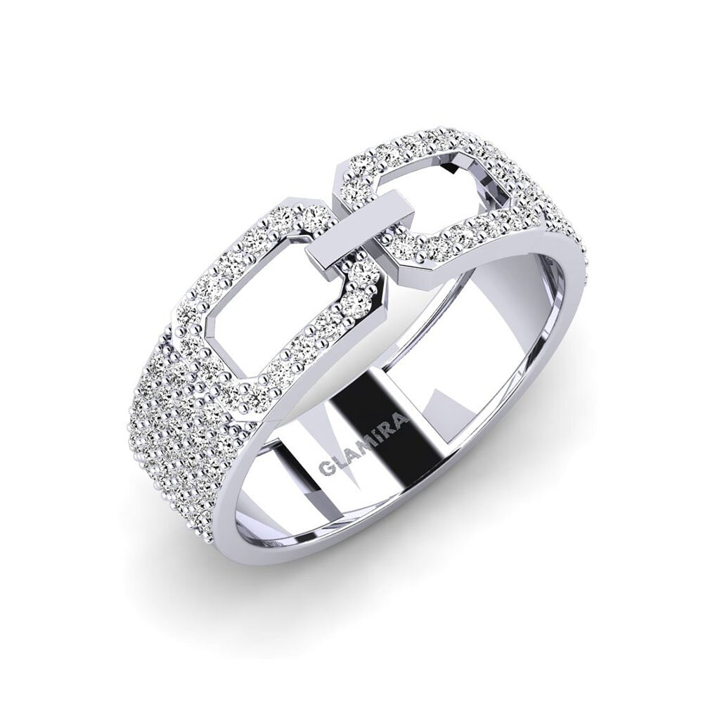 9k Oro Blanco Moissanita Anillo Miraklo