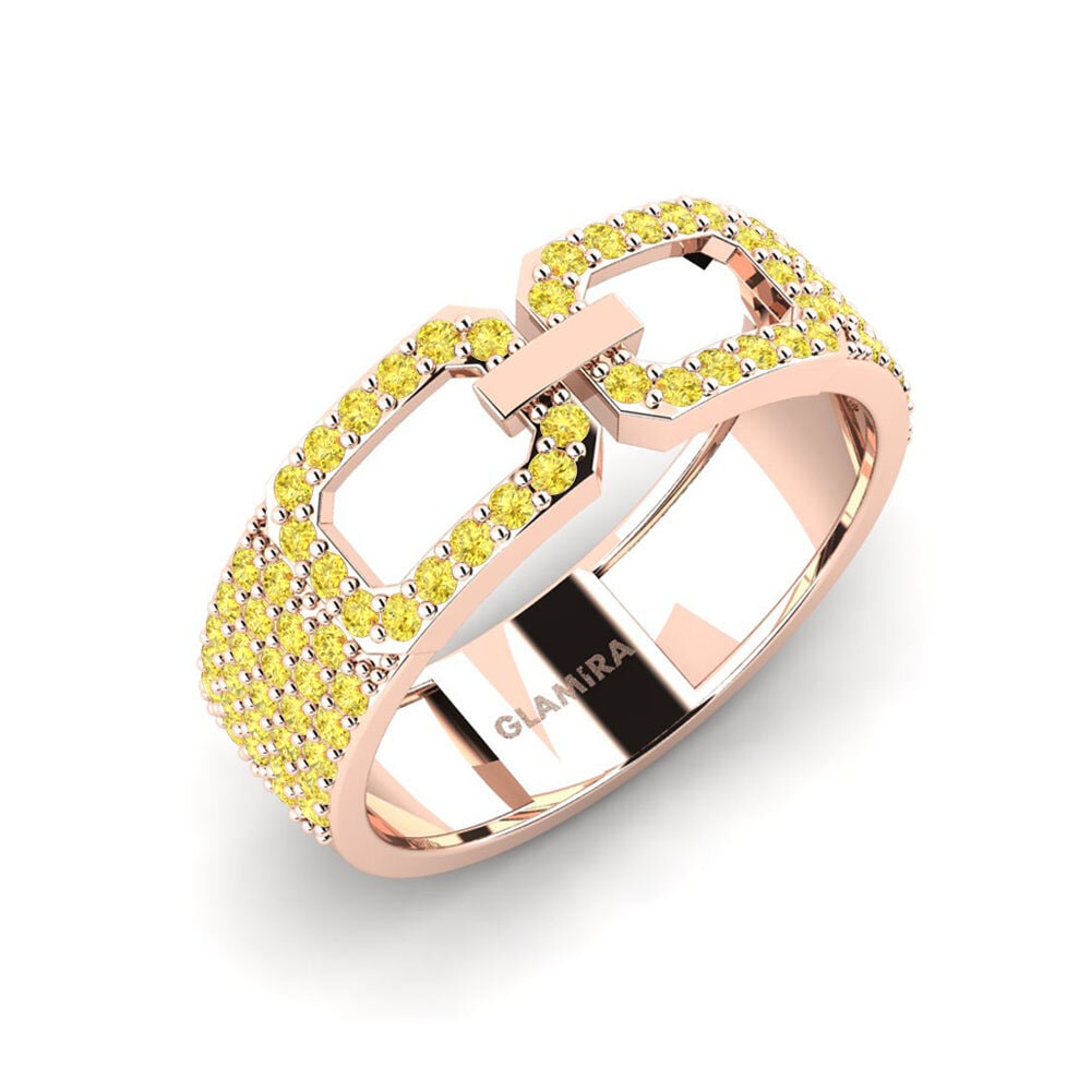 9k Oro Rosa Zafiro amarillo Anillo Miraklo
