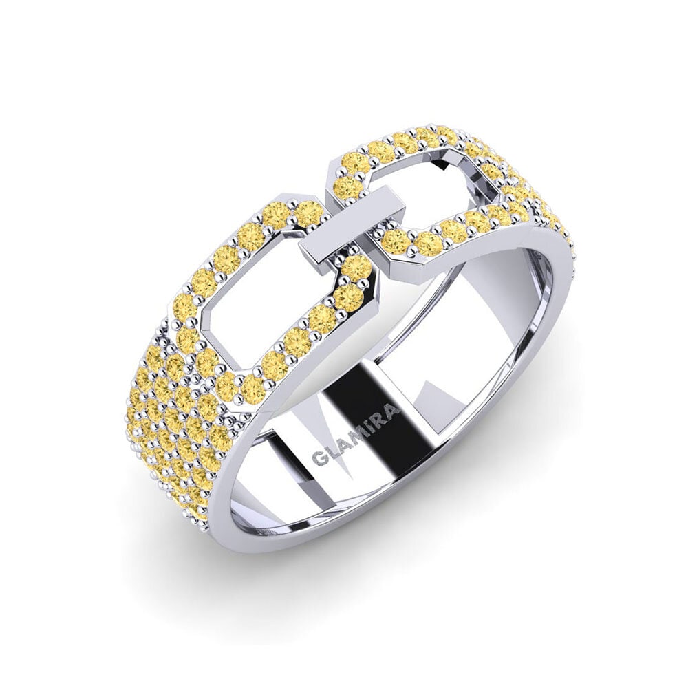 Plata 925 Diamante Amarillo Anillo Miraklo