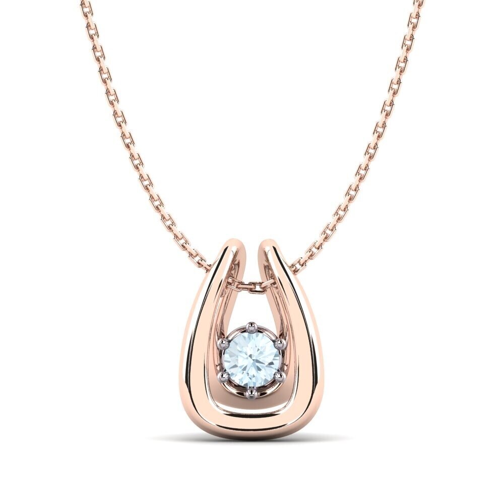 18k Oro Rosa & Blanco Aguamarina Colgante de Mujer Tusemen