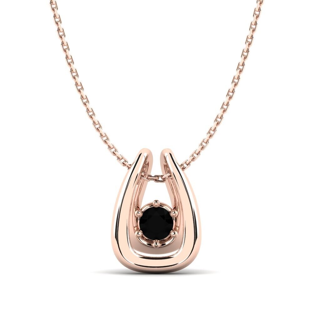 14ct Rose Gold Black Sapphire Women's Pendant Tusemen