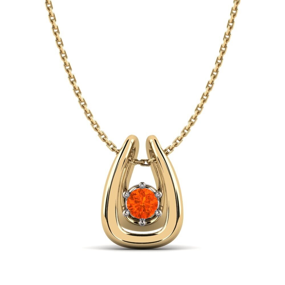 14k Oro Amarillo & Blanco Ópalo Fuego Colgante de Mujer Tusemen