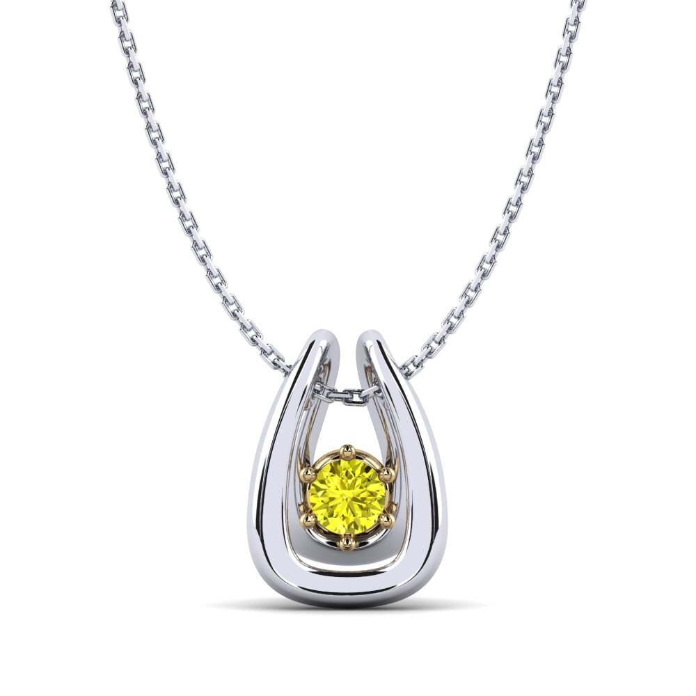 Vàng Trắng-Vàng 18K Kim Cương Vàng Mặt dây chuyền nữ Tusemen
