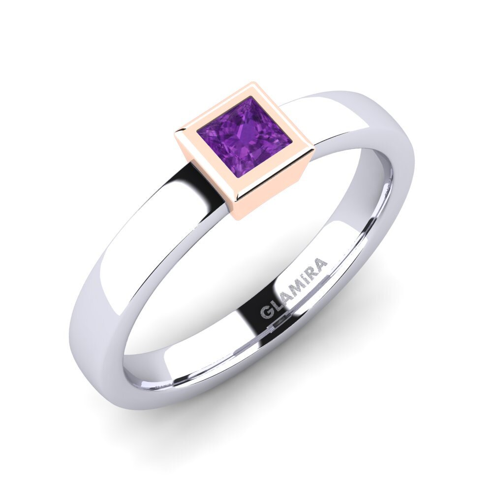 14ct White / Rose Gold Amethyst Engagement Ring Mireya