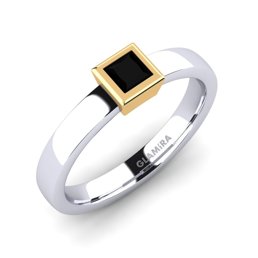 14ct White / Yellow Gold Black Diamond Engagement Ring Mireya