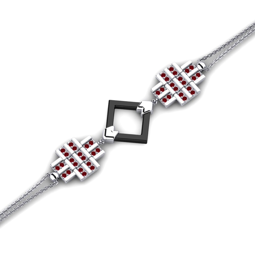 950 Palladium Red Zirconia Women's Bracelet Miriana
