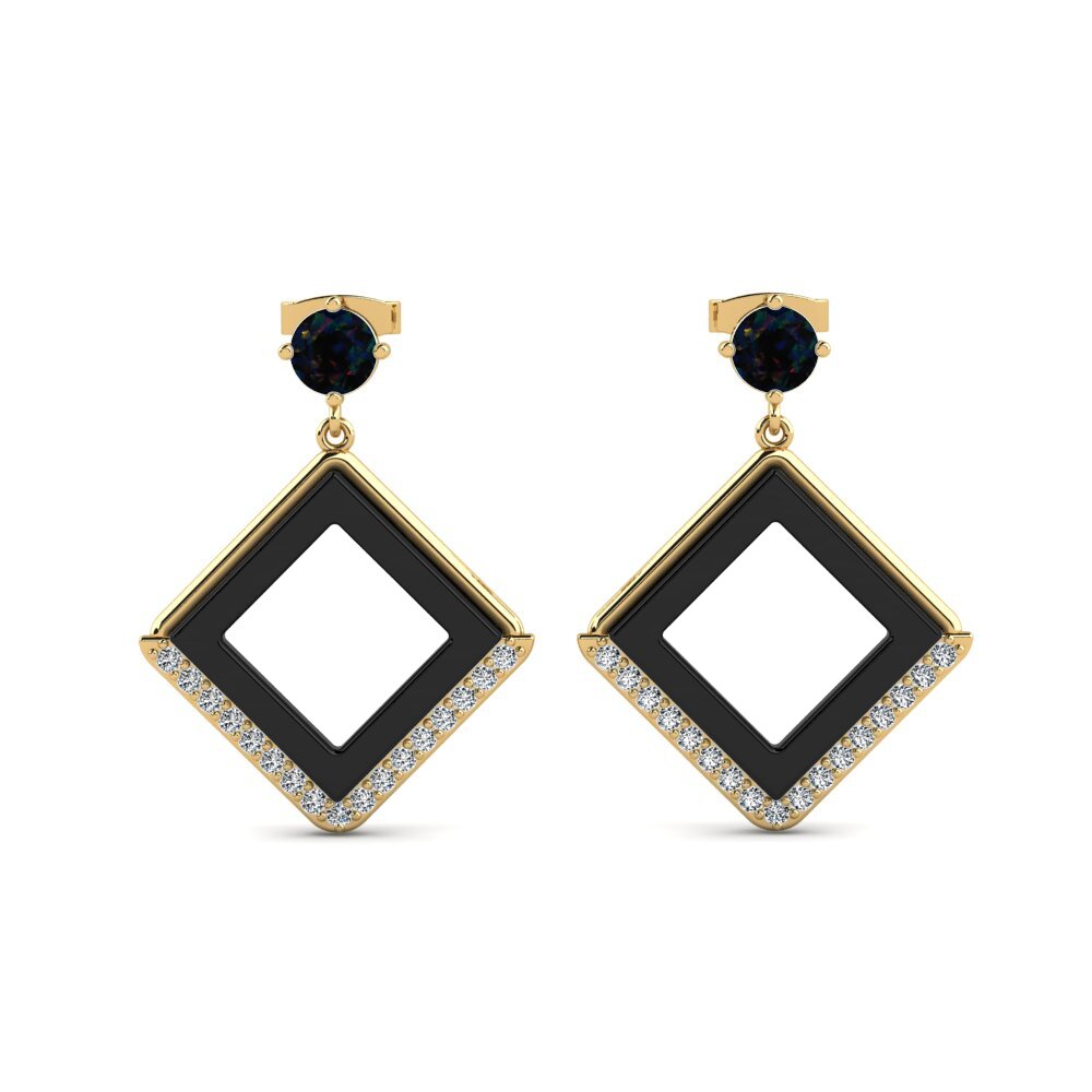 Round Black Opal Women's Earring Miron