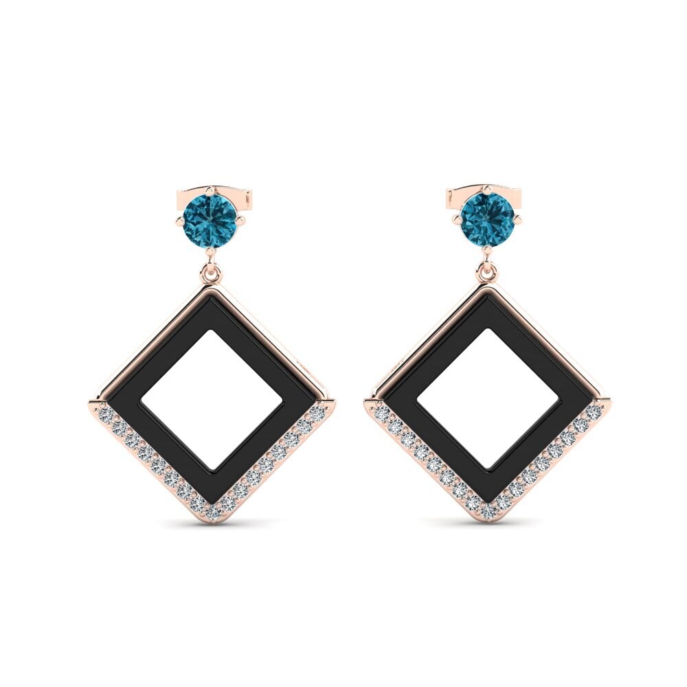 9ct Rose Gold Blue Zircon Women's Earring Miron
