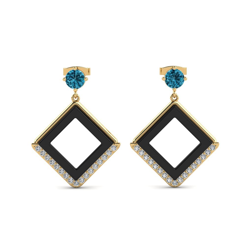 14ct Yellow Gold Blue Zircon Women's Earring Miron