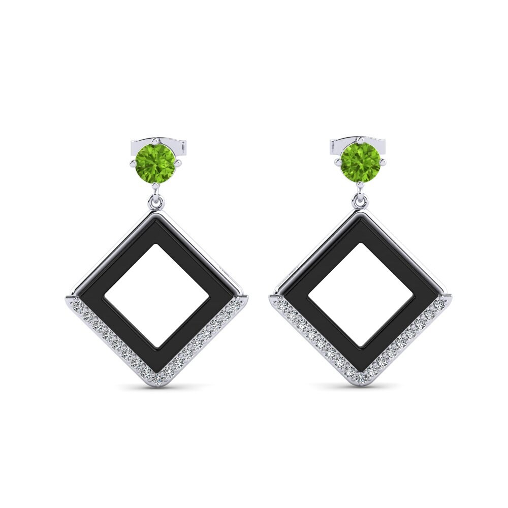 White Silver Peridot Women's Earring Miron