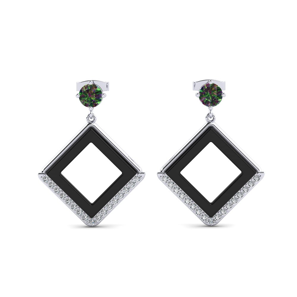 950 Platinum Mystic Topaz Women's Earring Miron