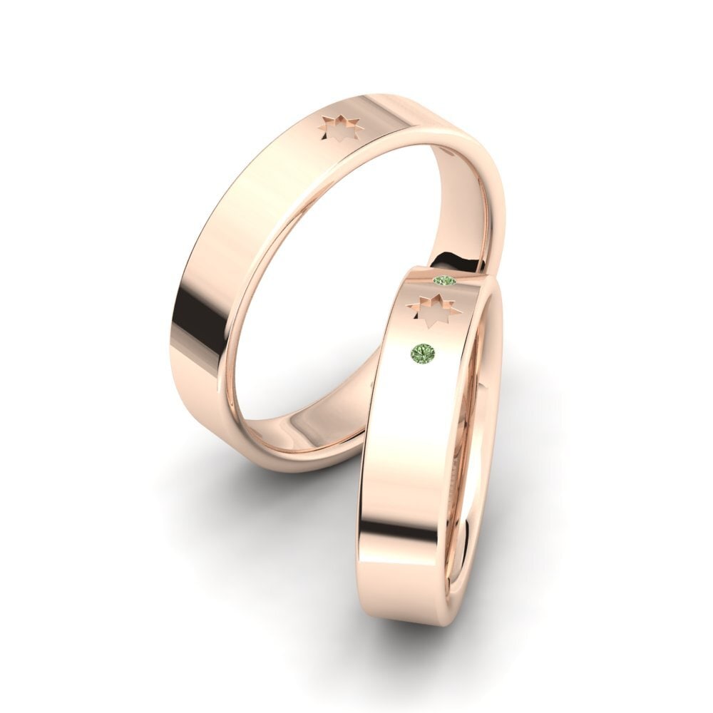 Rotgold 375 Grüner Diamant Ring Mirona SET
