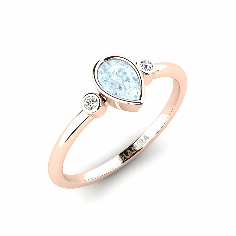 Rotgold 585 Aquamarin Verlobungsring Mirr