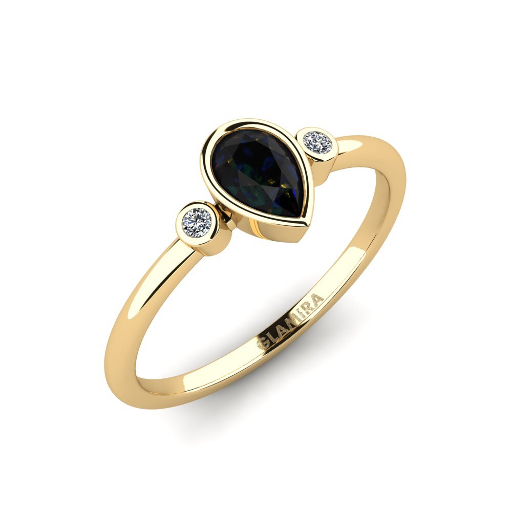 Black Opal Engagement Ring Mirr