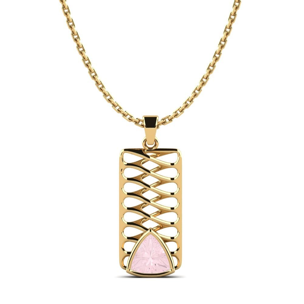 14k Oro Amarillo Cuarzo rosa Colgante de Mujer Misaine