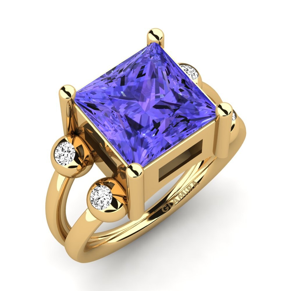 14k Oro Amarillo Tanzanita Anillo Miskaela