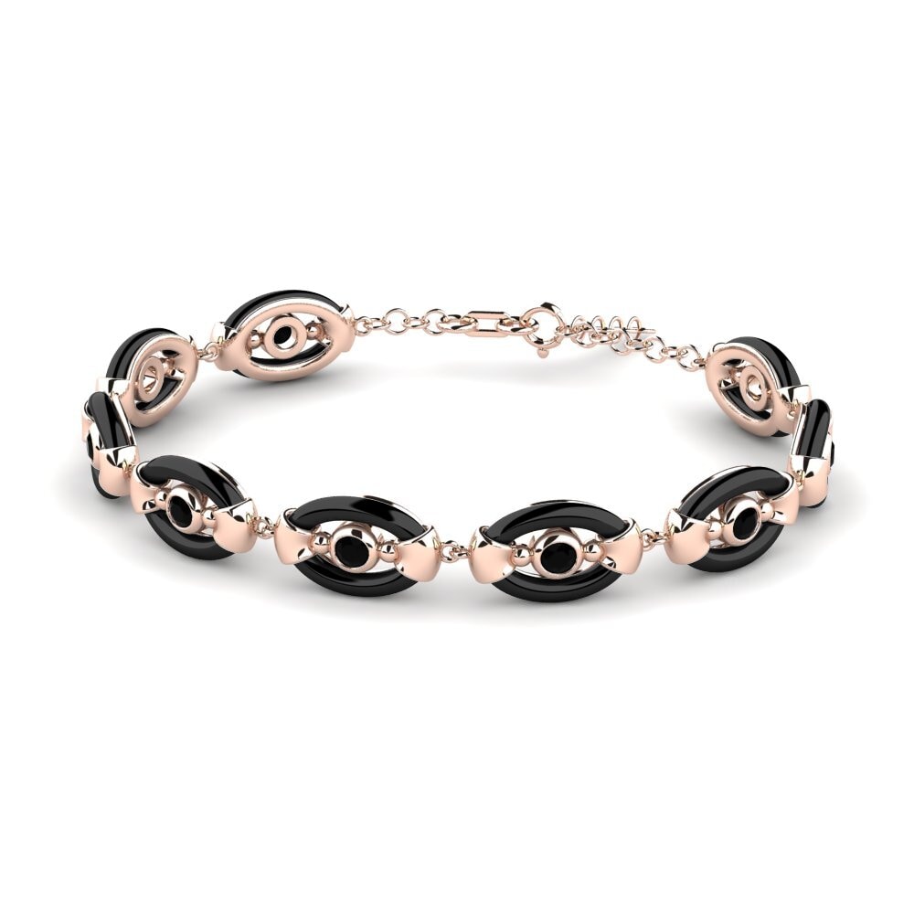 14k Oro Rosa Zafiro negro Pulsera de Mujer Mitts