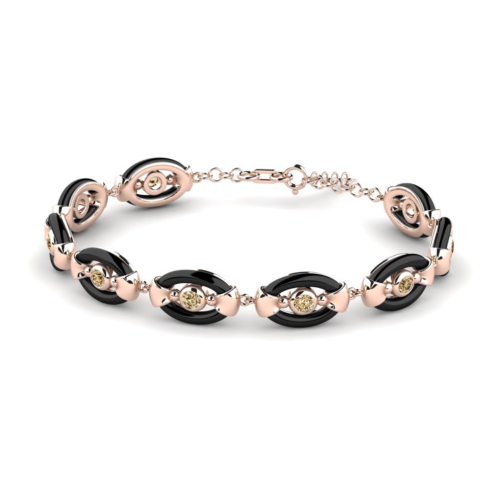 18k Oro Rosa Diamante Marrón Pulsera de Mujer Mitts