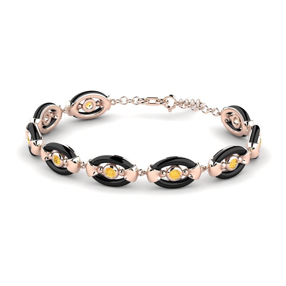 9k Rose Gold Citrine Women's Bracelet Mitts